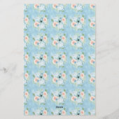 Rustic Blue Pink Floral Shabby Chic Personalized Briefpapier (Achterkant)