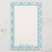Rustic Blue Pink Floral Shabby Chic Personalized Briefpapier (Voorkant)