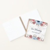 Rustic Blue Pink Floral Wedding Guest Nook Notitieboek (Binnen)