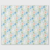 Rustic Blue Pink Green Floral Shabby Chic Cadeaupapier (Vlak)