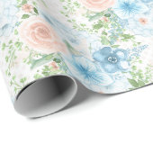 Rustic Blue Pink Green Floral Shabby Chic Cadeaupapier (Rol Hoek)