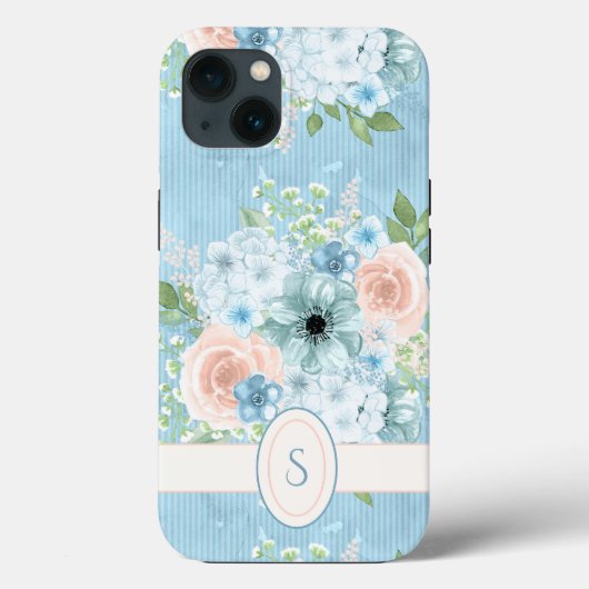 Rustic Blue Pink Green Floral Shabby Chic Case-Mate iPhone Case (Achterkant)