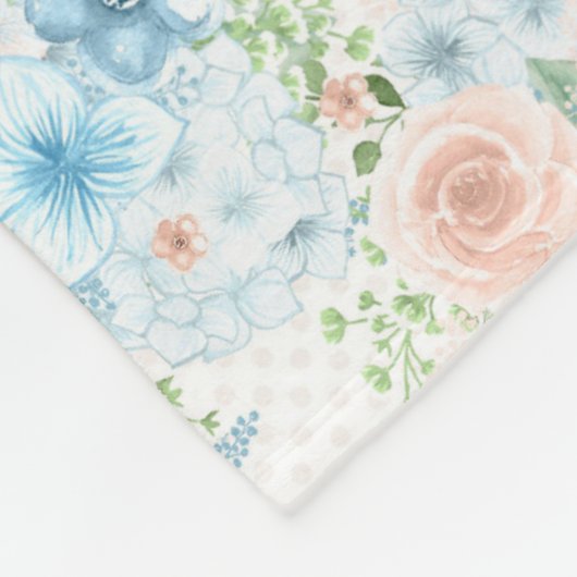 Rustic Blue Pink Green Floral Shabby Chic Fleece Deken (Hoek)