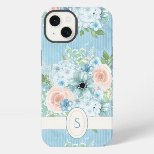 Rustic Blue Pink Green Floral Shabby Chic iPhone 13 Hoesje