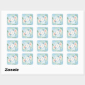 Rustic Blue Pink Green Floral Shabby Chic Vierkante Sticker (Vel)