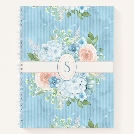 Rustic Blue Pink Green Shabby Chic Floral Notitieb Notitieboek (Voorkant)