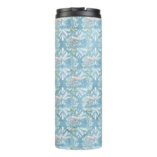 Rustic Blue Pink Monogram Damask Shabby Chic Thermosbeker (Achterkant)