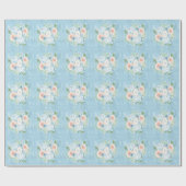 Rustic Blue Pink Monogram Floral Shabby Chic Cadeaupapier (Vlak)