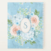 Rustic Blue Pink Monogram Floral Shabby Chic Planner (Achterkant)