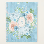 Rustic Blue Pink Monogram Floral Shabby Chic Planner (Voorkant)