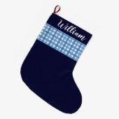 Rustic Blue Pset Custom name Grote Kerstsok (Voorkant (Hangend))