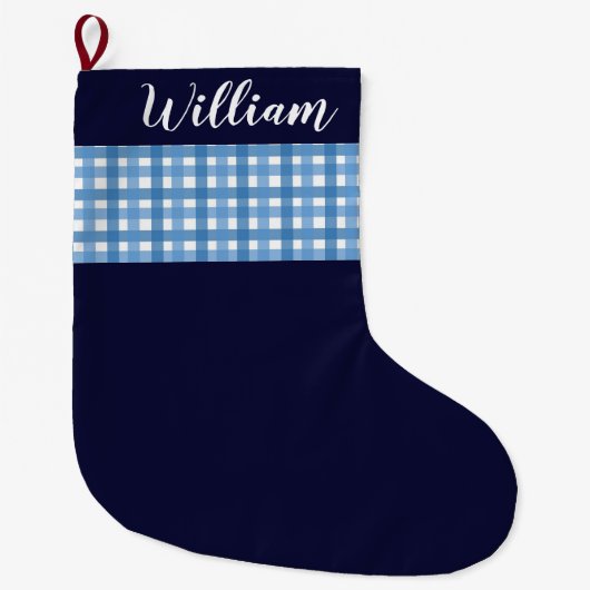 Rustic Blue Pset Custom name Grote Kerstsok (Voorkant)