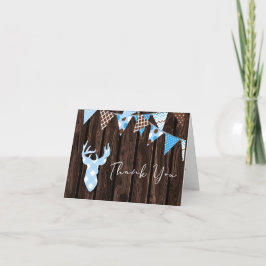 Rustic Blue Pset Deer Baby shower Dank je Bedankkaart