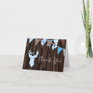 Rustic Blue Pset Deer Baby shower Dank je Bedankkaart