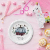 Rustic Blue Pumpkin Baby shower Papieren Bordje (Feest)