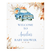 Rustic Blue Pumpkin Truck Baby shower Welkomstbord Foto Afdruk (Voorkant)