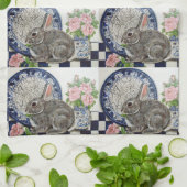 Rustic Blue Rabbit Bunny Dedham Country Farmhouse Theedoek (Gevouwen)