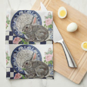 Rustic Blue Rabbit Bunny Dedham Country Farmhouse Theedoek (Quarter Fold)