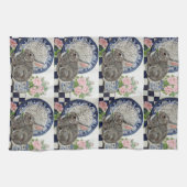 Rustic Blue Rabbit Bunny Dedham Country Farmhouse Theedoek (Horizontaal)