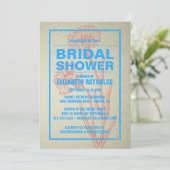 Rustic Blue & Red Bridal Shower-uitnodigingen Kaart (Staand voorkant)