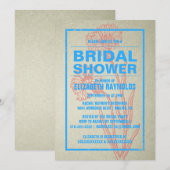 Rustic Blue & Red Bridal Shower-uitnodigingen Kaart (Voorkant / Achterkant)