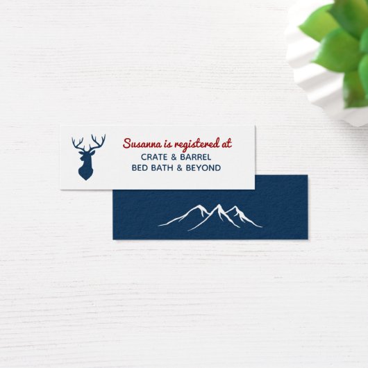 Rustic Blue Red Deer Mountain Bridal Registry Card Mini Visitekaartjes (Bureau)