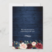 Rustic Blue Red Floral String Lights Wedding Save The Date (Achterkant)