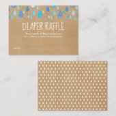 Rustic Blue Regendruppels Luierspel Baby Borrel Informatiekaartje (Voorkant / Achterkant)