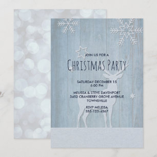 Rustic Blue Reindeer Kerstmis Kaart
