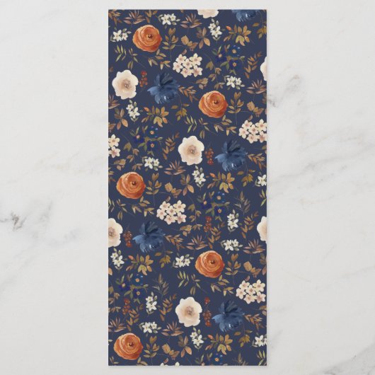 Rustic Blue Rust Boho Wedding Menu (Achterkant)