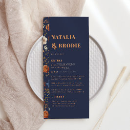 Rustic Blue Rust Boho Wedding Menu