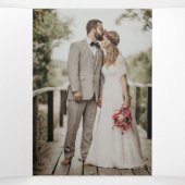 Rustic Blue Seashells Beach Weddenfoto Drieluik Programma (Binnenkant midden)