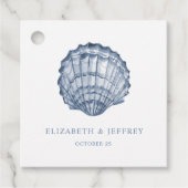 Rustic Blue Seashells Marine Ocean Beach Wedding Bedankjes Labels (Voorkant)
