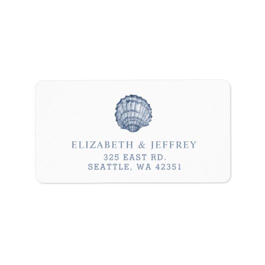 Rustic Blue Seashells Marine Ocean Beach Wedding Etiket (Voorkant)