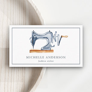 Rustic Blue Sewing Machine Mode Stylist Visitekaartje