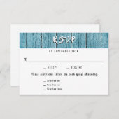 Rustic Blue Shiplap 3 Entree RSVP Wedding Response (Voorkant / Achterkant)