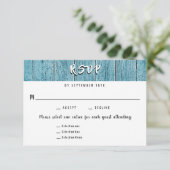 Rustic Blue Shiplap 3 Entree RSVP Wedding Response Kaartje (Staand voorkant)
