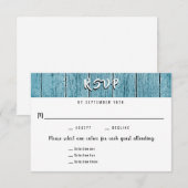 Rustic Blue Shiplap 3 Entree RSVP Wedding Response Kaartje (Voorkant / Achterkant)