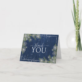 Rustic Blue Silver Winter Wood Dank je Bedankkaart