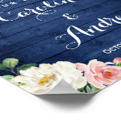 Rustic Blue String Lights Lace Floral Wedding Sign Poster (Hoek)