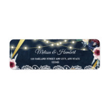 Rustic Blue String Lights Wedding Return-adres