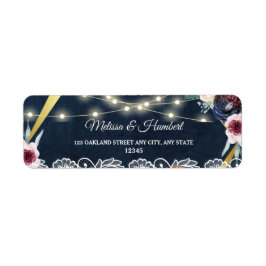 Rustic Blue String Lights Wedding Return-adres Etiket