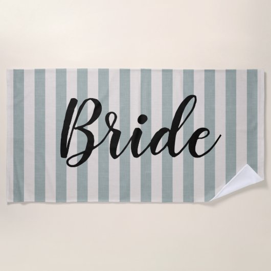 Rustic Blue Stripes Bride Strandlaken (Voorkant)