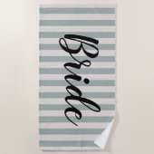 Rustic Blue Stripes Bride Strandlaken (Voorkant)