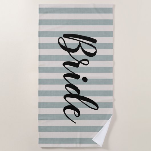 Rustic Blue Stripes Bride Strandlaken (Voorkant)