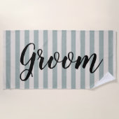 Rustic Blue Stripes Groom Strandlaken (Voorkant)