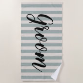 Rustic Blue Stripes Groom Strandlaken (Voorkant)