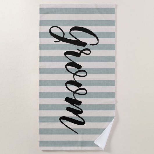 Rustic Blue Stripes Groom Strandlaken (Voorkant)