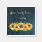 Rustic Blue Sunflower Wedding Napkins Servet (Voorkant)