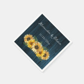 Rustic Blue Sunflower Wedding Napkins Servet (Hoek)